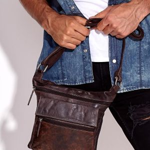 Wholesale Dark Brown Genuine Leather Men's Bag with Pockets