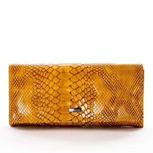 Wholesale Brown leather wallet with snake skin motif