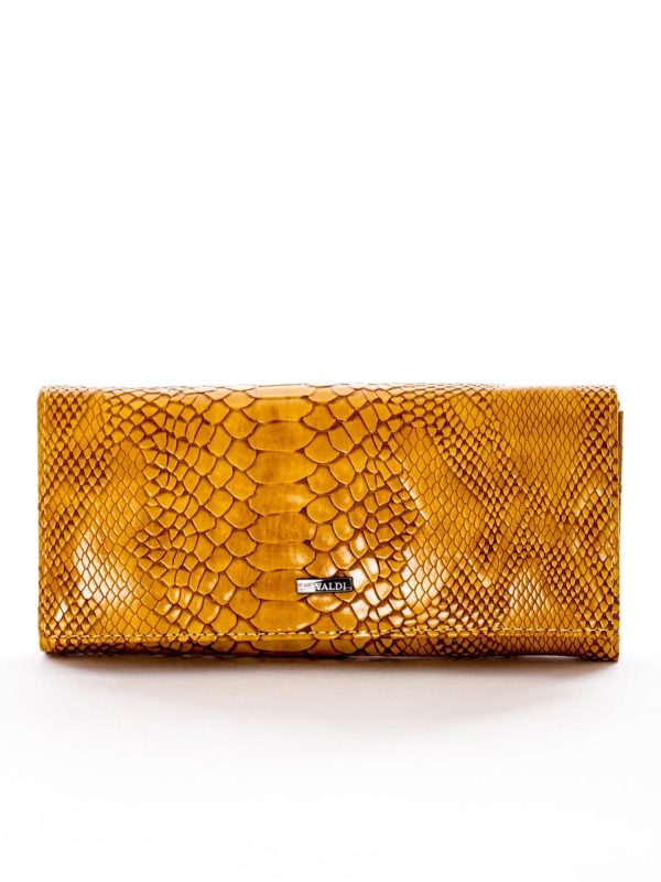 Wholesale Brown leather wallet with snake skin motif