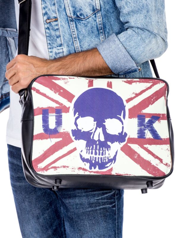 Wholesale Black Men's Eco-Leather Skull Print Bag