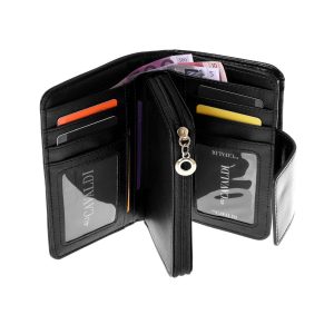 Wholesale Black Women's Wallet with White and Magnet Clasp