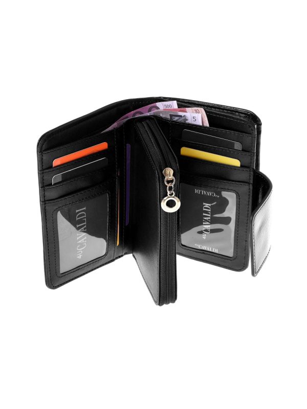 Wholesale Black Women's Wallet with White and Magnet Clasp