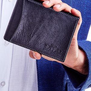 Wholesale Black Men's Leather Wallet with Combined Materials