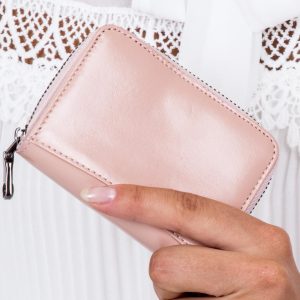 Wholesale Pink leather wallet with zipper