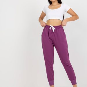 Wholesale Dark purple basic sweatpants with elastic waistband