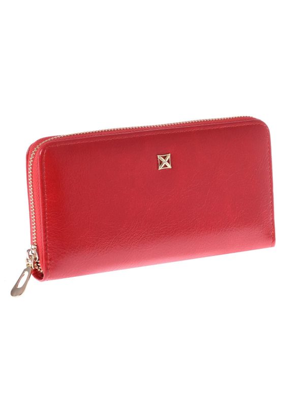 Wholesale Red Leatherette Long Zipper Wallet