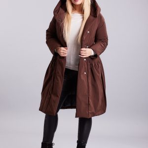 Wholesale Brown long jacket for winter PLUS SIZE