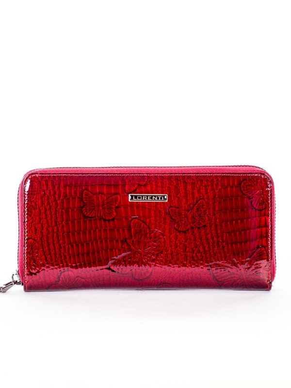 Wholesale Red lacquered wallet with butterflies