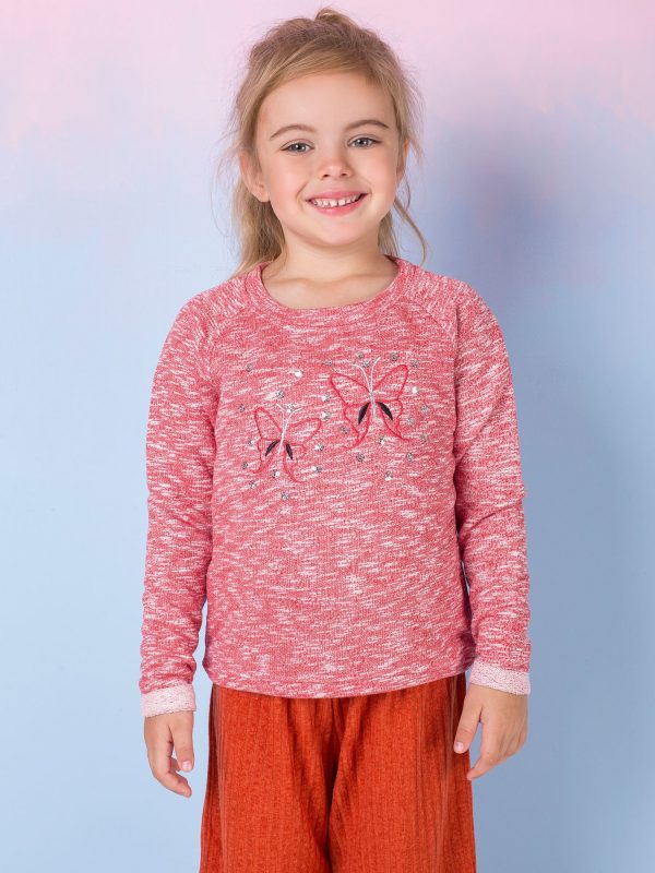 Wholesale Coral sweatshirt for girl with sequins