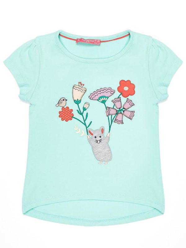 Wholesale Mint t-shirt for girl with colorful pattern