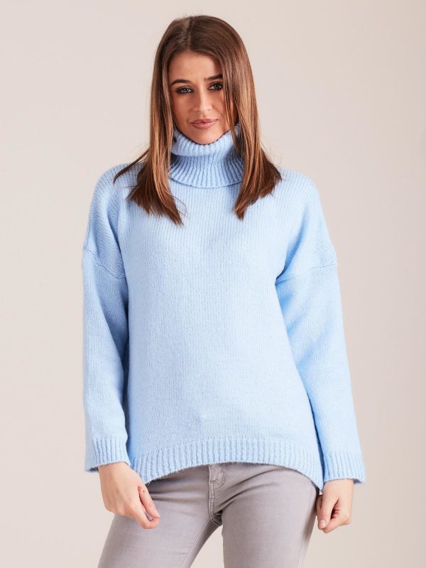 Wholesale Light Blue Soft Turtleneck Sweater