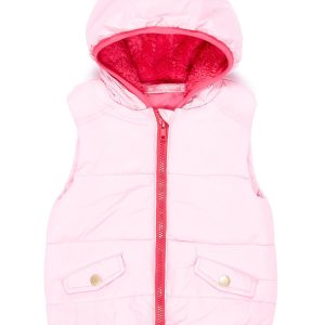 Wholesale Light Pink Hooded Girls' Vest