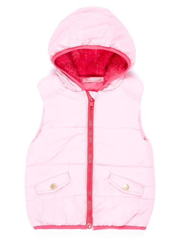 Wholesale Light Pink Hooded Girls' Vest