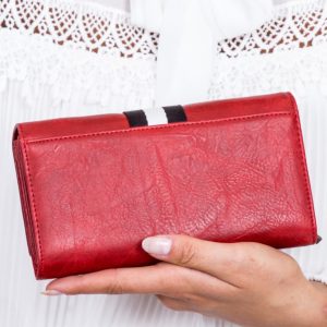 Wholesale Red wallet with contrasting striped insert