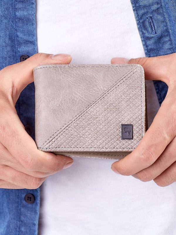 Wholesale Light Gray Men's Wallet With Embossed Geometric Pattern