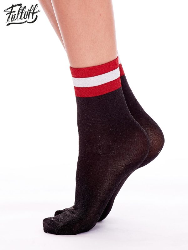 Wholesale FULLOFF Black Socks with Shiny Thread