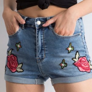 Wholesale Blue shorts with floral stripes