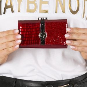 Wholesale Red patent leather wallet crocodile skin