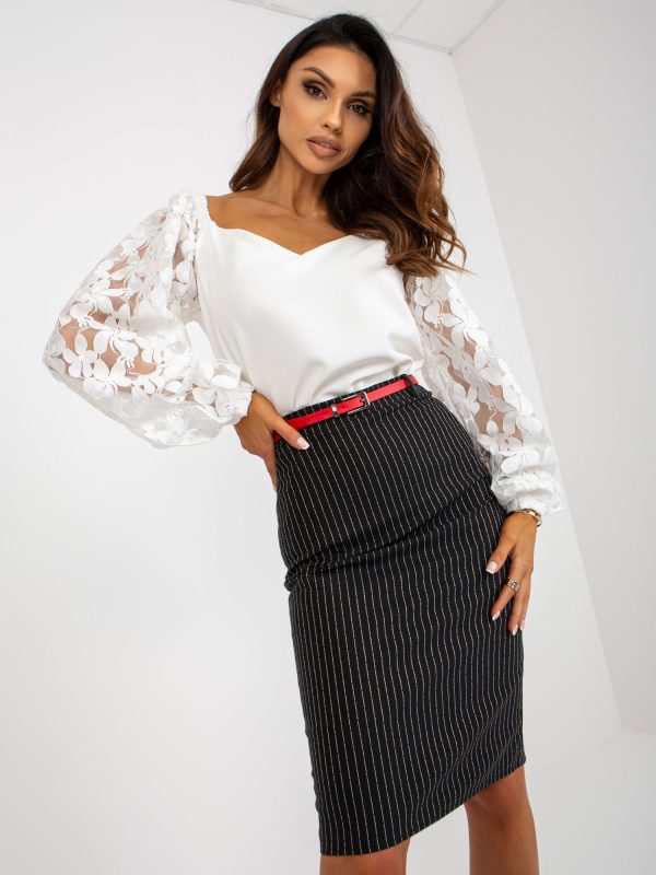Wholesale Black Elegant Dorine Striped Pencil Skirt
