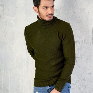 Wholesale Khaki Men's Turtleneck Sweater