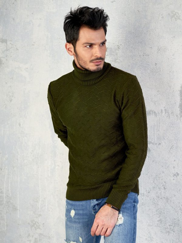 Wholesale Khaki Men's Turtleneck Sweater