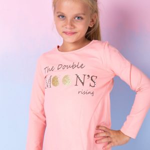 Wholesale Salmon blouse for girl with text print