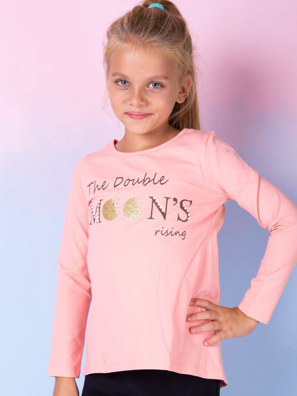 Wholesale Salmon blouse for girl with text print