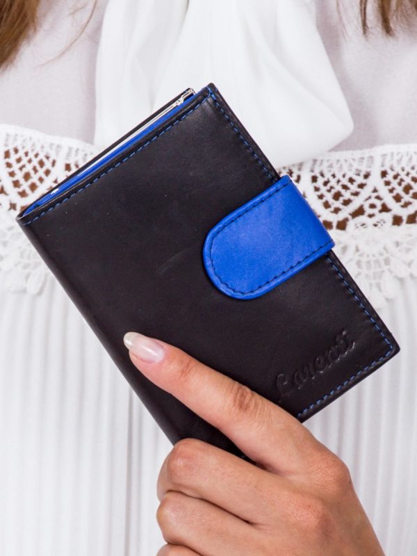 Wholesale Black women's wallet with blue flip