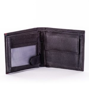 Wholesale Black Genuine Leather Men's Wallet With Red Stitching