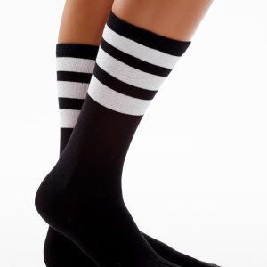 Wholesale FULLOFF Black long socks with straps