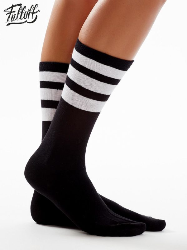 Wholesale FULLOFF Black long socks with straps