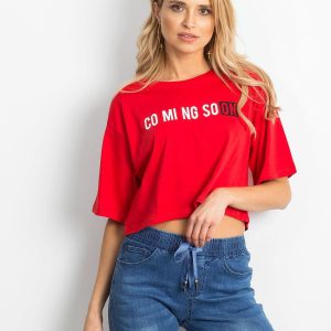 Wholesale Red short t-shirt with inscription