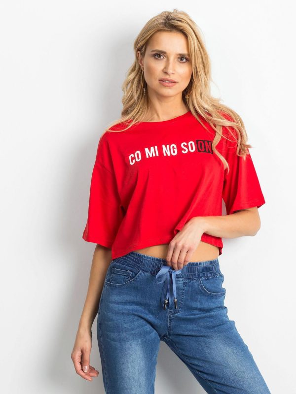 Wholesale Red short t-shirt with inscription