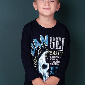 Wholesale Navy blue blouse for boy with print