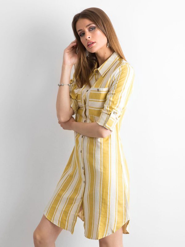 Wholesale Yellow and green striped dress