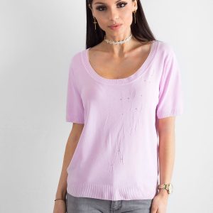 Wholesale Light purple blouse with deep neckline