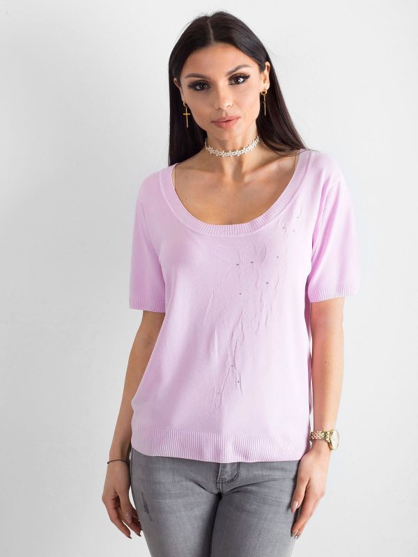 Wholesale Light purple blouse with deep neckline