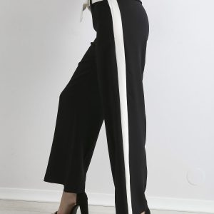 Wholesale Black wide trousers with stripes