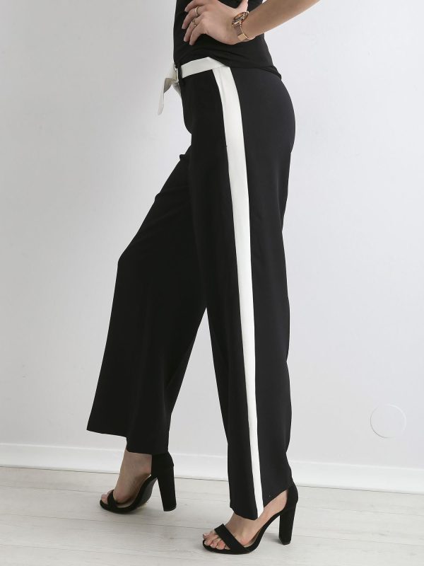 Wholesale Black wide trousers with stripes