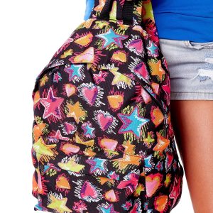 Wholesale Black backpack with colorful stars