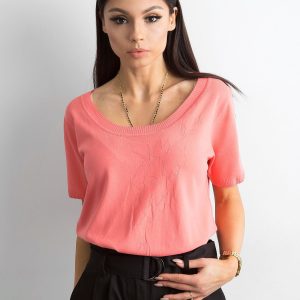 Wholesale Coral blouse with deep neckline