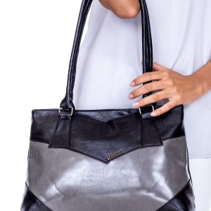 Wholesale Black and grey eco leather ladies handbag