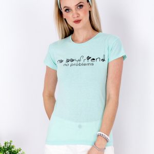 Wholesale Mint T-shirt NO BOYFRIEND NO PROBLEMS