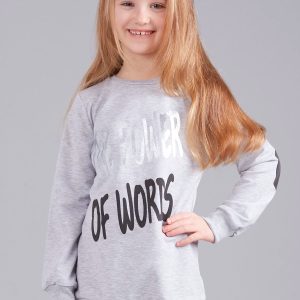 Wholesale Grey girl's sweatshirt with print and applique