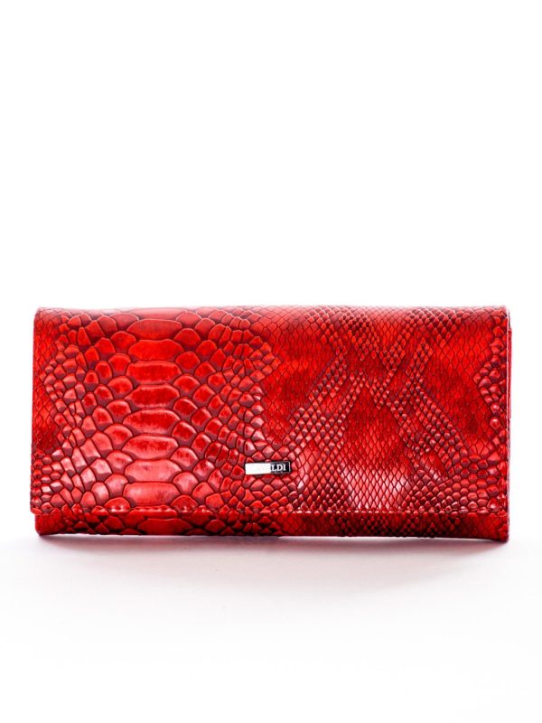 Wholesale Red Women's Wallet with Crocodile Leather Motif