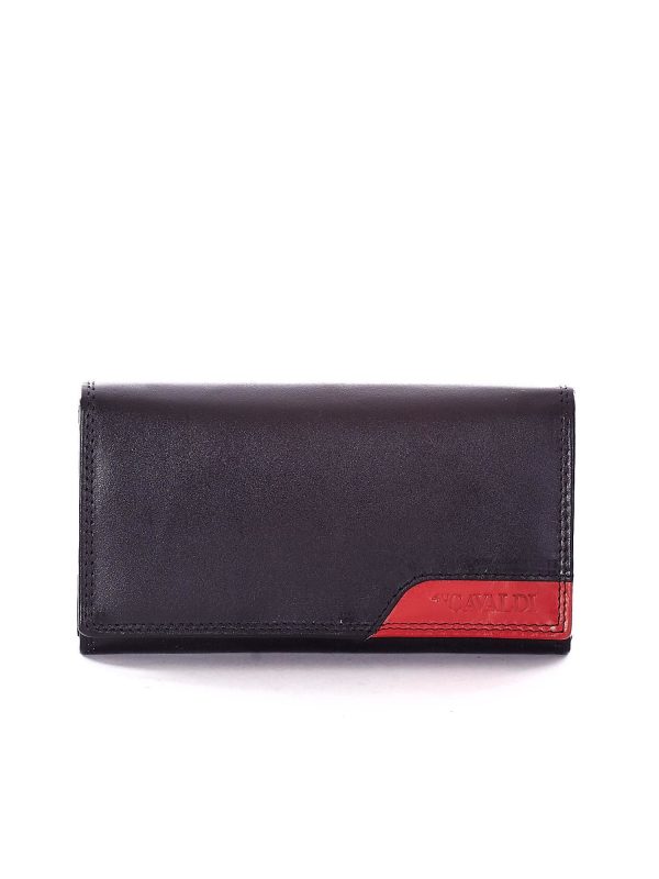 Wholesale Black Genuine Leather Wallet with Red Insert