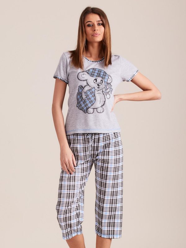 Wholesale Grey Blue Checkered Pyjamas