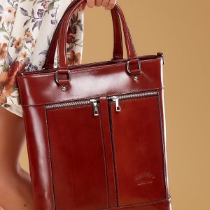 Wholesale Brown leather bag with pockets