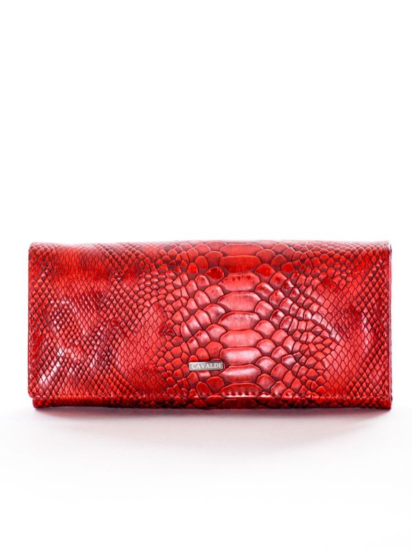 Wholesale Red leather wallet with snake skin motif