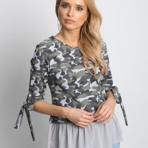 Wholesale Gray camo blouse with shirt